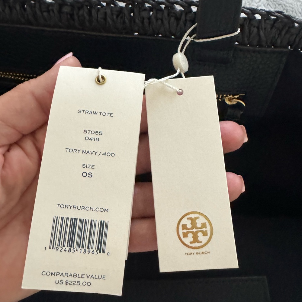 Tory Burch, navy blue beach bag